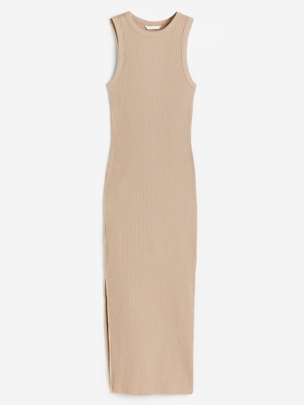 H&M Sleeveless Ribbed Maxi Dress in Beige